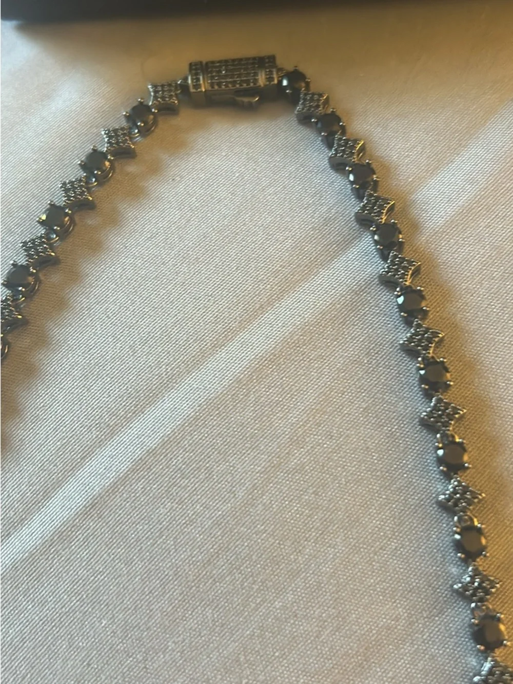 Black-Tone Tennis Necklace with Black Stones - unisex